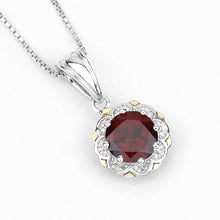 Load image into Gallery viewer, 2.32 Carat Genuine Garnet and White Diamond 14K Yellow Gold with .925 Sterling Silver Pendant
