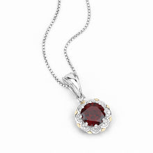 Load image into Gallery viewer, 2.32 Carat Genuine Garnet and White Diamond 14K Yellow Gold with .925 Sterling Silver Pendant
