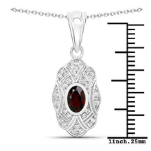 Load image into Gallery viewer, 0.63 Carat Genuine Garnet and White Topaz .925 Sterling Silver Pendant
