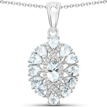 将图片加载到图库查看器，1.89 Carat Genuine Aquamarine and White Topaz .925 Sterling Silver Pendant

