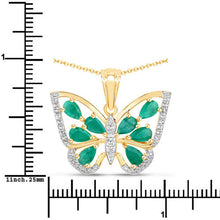 Load image into Gallery viewer, 1.91 Carat Genuine Emerald and White Zircon .925 Sterling Silver Pendant
