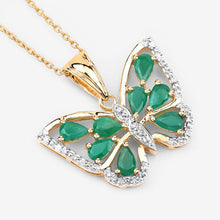 Load image into Gallery viewer, 1.91 Carat Genuine Emerald and White Zircon .925 Sterling Silver Pendant
