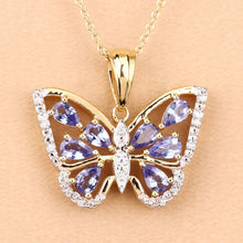 Load image into Gallery viewer, 1.75 Carat Genuine Tanzanite and White Zircon .925 Sterling Silver Pendant
