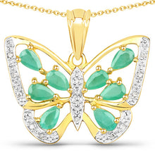 将图片加载到图库查看器，1.90 Carat Genuine Emerald and White Diamond .925 Sterling Silver Pendant

