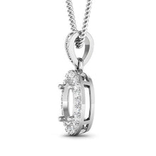 Load image into Gallery viewer, 0.18 Carat Genuine White Diamond 14K White Gold Semi Mount Pendant - holds 8x6mm Oval Gemstone
