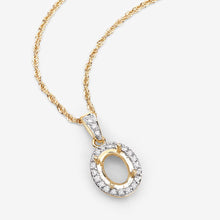 Load image into Gallery viewer, 0.18 Carat Genuine White Diamond 14K Yellow Gold Semi Mount Pendant - holds 8x6mm Oval Gemstone
