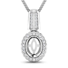 Load image into Gallery viewer, 0.22 Carat Genuine White Diamond 14K White Gold Semi Mount Pendant - holds 9x7mm Oval Gemstone
