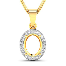 Load image into Gallery viewer, 0.22 Carat Genuine White Diamond 14K Yellow Gold Semi Mount Pendant - holds 9x7mm Oval Gemstone
