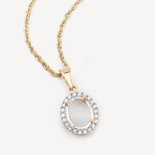 Load image into Gallery viewer, 0.22 Carat Genuine White Diamond 14K Yellow Gold Semi Mount Pendant - holds 9x7mm Oval Gemstone
