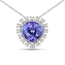 将图片加载到图库查看器，3.25 Carat Genuine Tanzanite and White Diamond 14K White Gold Pendant
