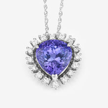 将图片加载到图库查看器，3.25 Carat Genuine Tanzanite and White Diamond 14K White Gold Pendant
