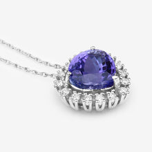 将图片加载到图库查看器，3.25 Carat Genuine Tanzanite and White Diamond 14K White Gold Pendant
