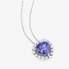 将图片加载到图库查看器，3.25 Carat Genuine Tanzanite and White Diamond 14K White Gold Pendant
