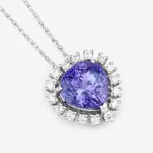 将图片加载到图库查看器，3.25 Carat Genuine Tanzanite and White Diamond 14K White Gold Pendant
