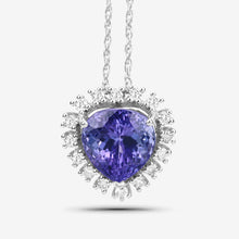 将图片加载到图库查看器，3.25 Carat Genuine Tanzanite and White Diamond 14K White Gold Pendant
