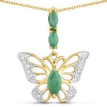 Load image into Gallery viewer, 0.72 Carat Genuine Emerald and White Zircon .925 Sterling Silver Pendant
