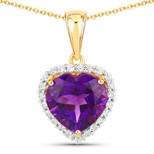 Load image into Gallery viewer, 4.76 Carat Genuine Amethyst and White Topaz .925 Sterling Silver Pendant
