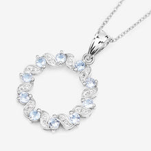 Load image into Gallery viewer, 1.10 Carat Genuine Aquamarine and White Topaz .925 Sterling Silver Pendant

