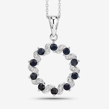 Load image into Gallery viewer, 1.30 Carat Genuine Blue Sapphire and White Topaz .925 Sterling Silver Pendant
