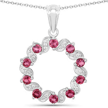 Load image into Gallery viewer, 1.30 Carat Genuine Pink Tourmaline and White Topaz .925 Sterling Silver Pendant
