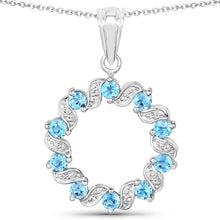 Load image into Gallery viewer, 1.30 Carat Genuine Swiss Blue Topaz and White Topaz .925 Sterling Silver Pendant
