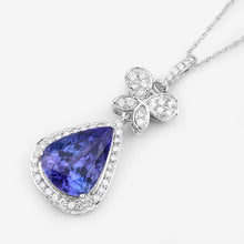 将图片加载到图库查看器，5.54 Carat Genuine Tanzanite and White Diamond 18K White Gold Pendant
