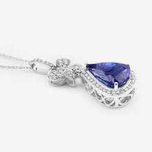 将图片加载到图库查看器，5.54 Carat Genuine Tanzanite and White Diamond 18K White Gold Pendant
