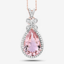 Load image into Gallery viewer, 8.14 Carat Genuine Morganite and White Diamond 14K Rose Gold Pendant
