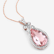 Load image into Gallery viewer, 8.14 Carat Genuine Morganite and White Diamond 14K Rose Gold Pendant
