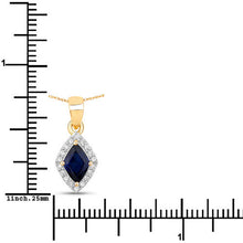 Load image into Gallery viewer, 0.92 Carat Genuine Blue Sapphire and White Diamond 14K Yellow Gold Pendant
