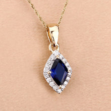 Load image into Gallery viewer, 0.92 Carat Genuine Blue Sapphire and White Diamond 14K Yellow Gold Pendant
