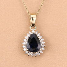 Load image into Gallery viewer, 2.09 Carat Genuine Blue Sapphire and White Diamond 14K Yellow Gold Pendant
