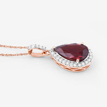Load image into Gallery viewer, 3.29 Carat Genuine Rhodolite and White Diamond 14K Rose Gold Pendant
