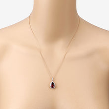 Load image into Gallery viewer, 3.29 Carat Genuine Rhodolite and White Diamond 14K Rose Gold Pendant
