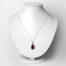 Load image into Gallery viewer, 3.29 Carat Genuine Rhodolite and White Diamond 14K Yellow Gold Pendant
