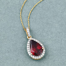 Load image into Gallery viewer, 3.29 Carat Genuine Rhodolite and White Diamond 14K Yellow Gold Pendant
