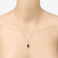 Load image into Gallery viewer, 3.29 Carat Genuine Rhodolite and White Diamond 14K Yellow Gold Pendant
