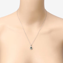 Load image into Gallery viewer, 1.39 Carat Genuine Green Tourmaline and White Diamond 14K White Gold Pendant
