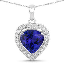 Load image into Gallery viewer, 3.74 Carat Genuine Tanzanite and White Diamond 14K White Gold Pendant
