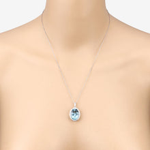 Load image into Gallery viewer, 9.59 Carat Genuine Aquamarine and White Diamond 14K White Gold Pendant
