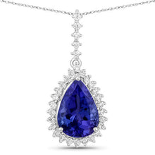 Load image into Gallery viewer, 3.05 Carat Genuine Tanzanite and White Diamond 14K White Gold Pendant
