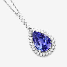 Load image into Gallery viewer, 3.05 Carat Genuine Tanzanite and White Diamond 14K White Gold Pendant
