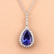Load image into Gallery viewer, 3.05 Carat Genuine Tanzanite and White Diamond 14K White Gold Pendant
