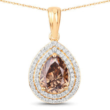 Load image into Gallery viewer, IGI Certified 2.01 Carat Genuine Brown Diamond Center and 0.29cttw White Diamond 18K Yellow Gold Pendant (2.30cttw)
