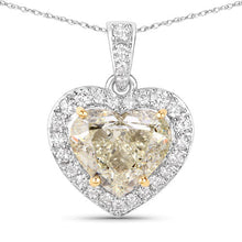 将图片加载到图库查看器，IGI Certified 4.51 Carat Genuine Light Yellow Diamond Center and 0.45cttw White Diamond 18K White Gold Pendant (4.96cttw)
