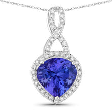 Load image into Gallery viewer, 2.57 Carat Genuine Tanzanite and White Diamond 14K White Gold Pendant
