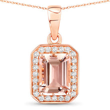 Load image into Gallery viewer, 1.51 Carat Genuine Morganite and White Diamond 14K Rose Gold Pendant
