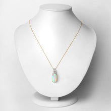 Load image into Gallery viewer, 7.57 Carat Genuine Ethiopian Opal and White Diamond 14K Yellow Gold Pendant
