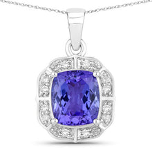 将图片加载到图库查看器，2.52 Carat Genuine Tanzanite and White Diamond 14K White Gold Pendant
