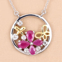 Load image into Gallery viewer, 1.47 Carat Genuine Ruby and White Topaz .925 Sterling Silver Pendant
